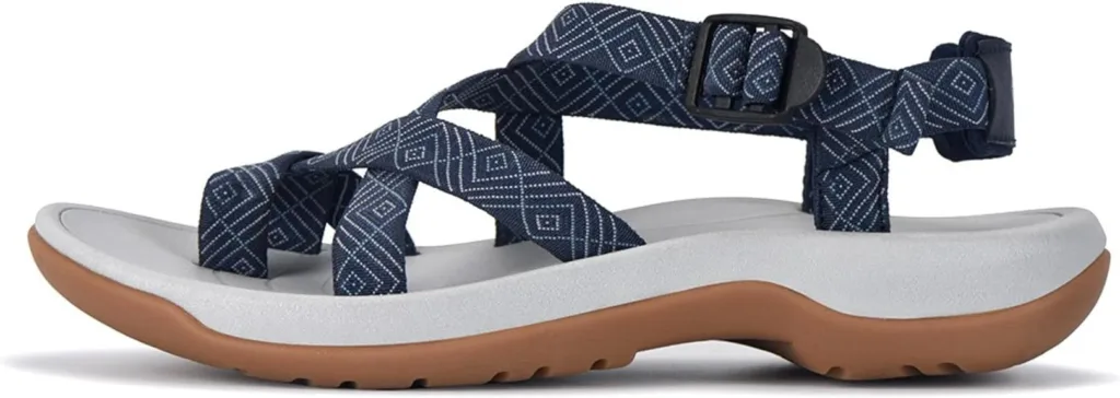 Blue and white fabric Viakix Women's Walking shoes for neuroma with EVA material for ultimate comfort, arch support, and water resistance.